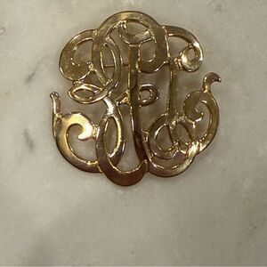 Vintage Carolee faux Monoram Brooch interwined Script Letter Vintage 1.5 inches